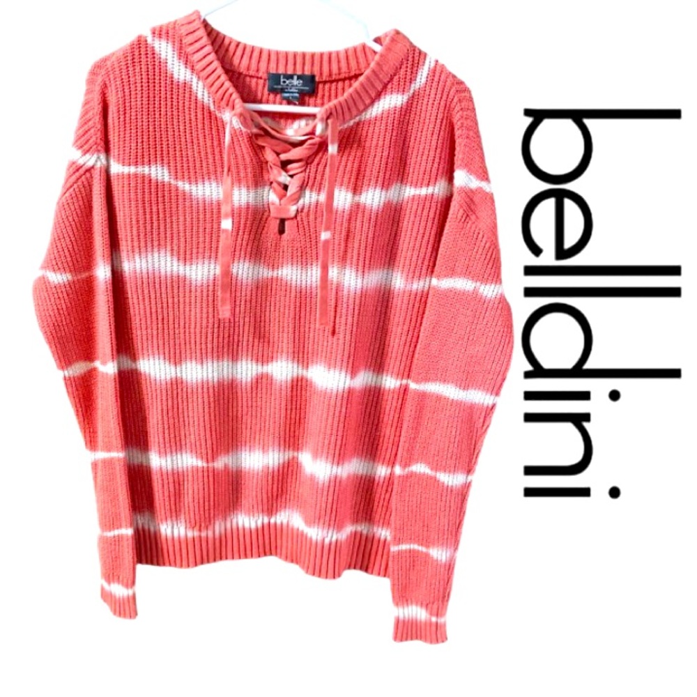 Belle by BELLDINI Women's Cotton Striped Long Sleeve Sweater Size L - Picture 1 of 5